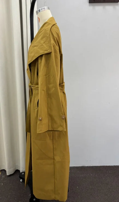 Casual Solid Long Trench Coat Women Stand Collar