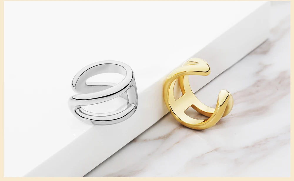Trendy Minimalist High Polish Ring For Women IP 18K Plated