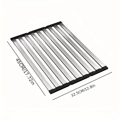 Stainless Steel Roll Up Dish Drying Rack Space Saving