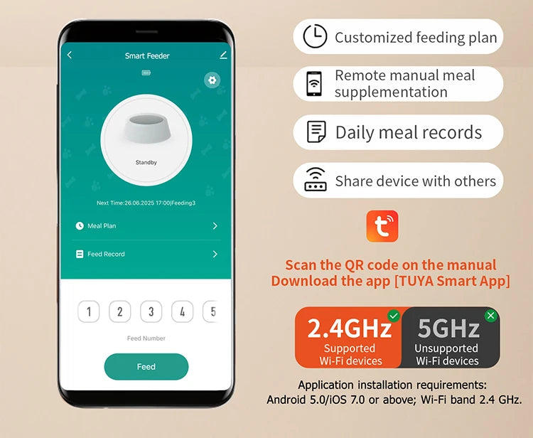 3L Smart Pet Feeder Tuya APP 2.4G WIFI Remote Control