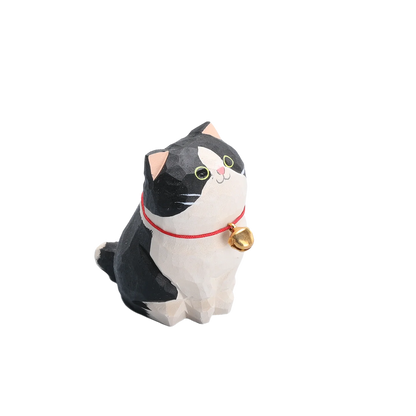 Cute Cat Animals Figurine Decorative Wooden Ornament