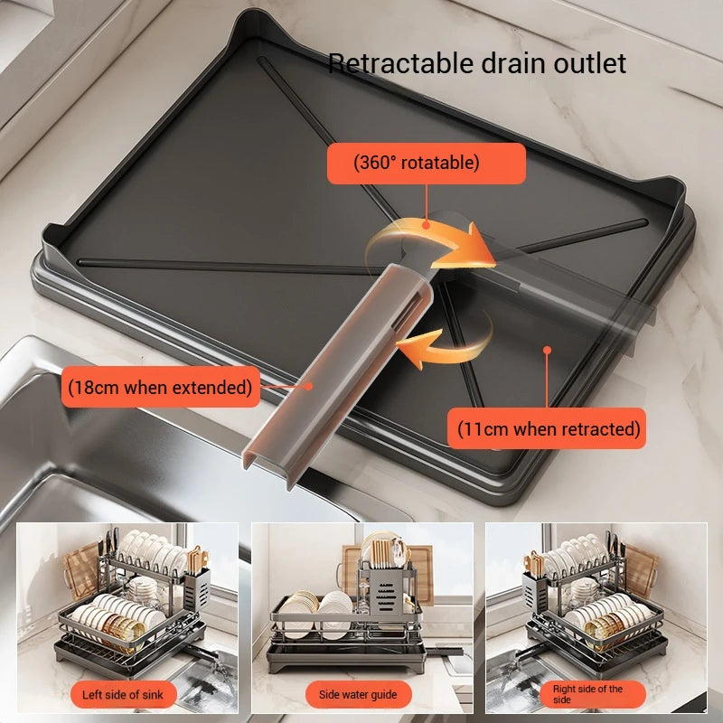 Stainless Steel Dish Drying Rack Adjustable Kitchen Plates