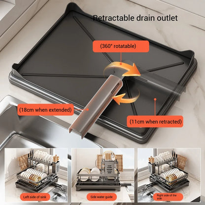 Stainless Steel Dish Drying Rack Adjustable Kitchen Plates