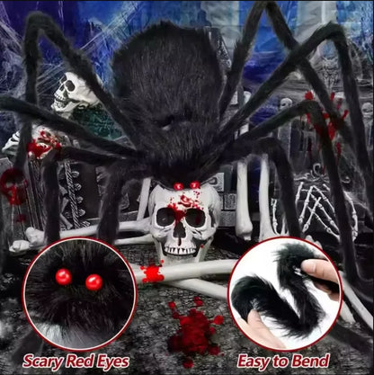Halloween Plush Spider, 30-200cm Outdoor Giant Spider Decor Chamber Prank Black Spider