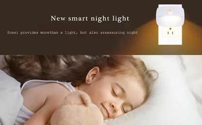 LED Night Light Motion Sensor EU Plug Lamp Nightlights