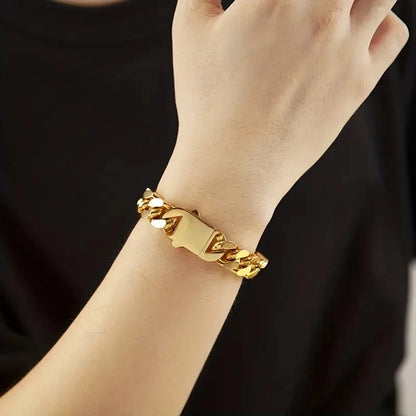 316 Stainless Steel Plated 18k Gold Fashion Hip Hop Bracelet