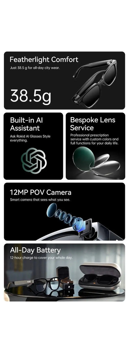 AI Glasses Style 38.5g Ultra-Light All-in-One AI Glasses