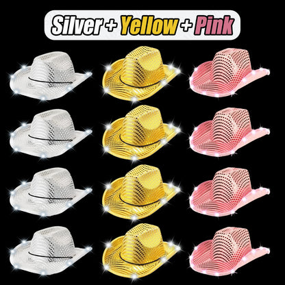 LED Cowboy Hats Bulk for Wedding Lighting up Party Hats