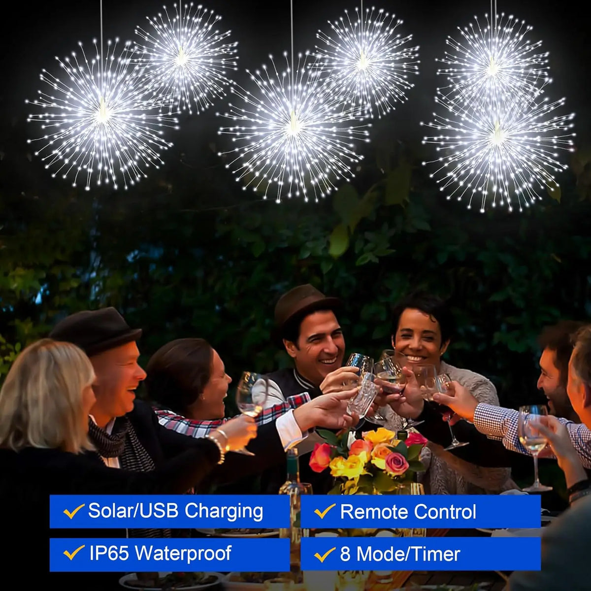 Solar Hanging Solar Outdoor Fireworks Light Solar 450 LED Starburst Ball