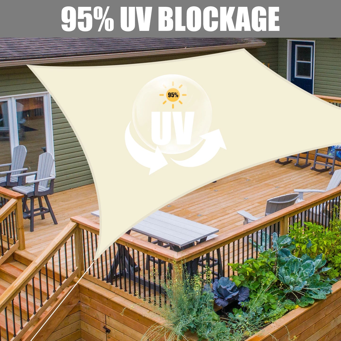 Sun Shade Sail Waterproof Outdoor Square Rectangle Garden