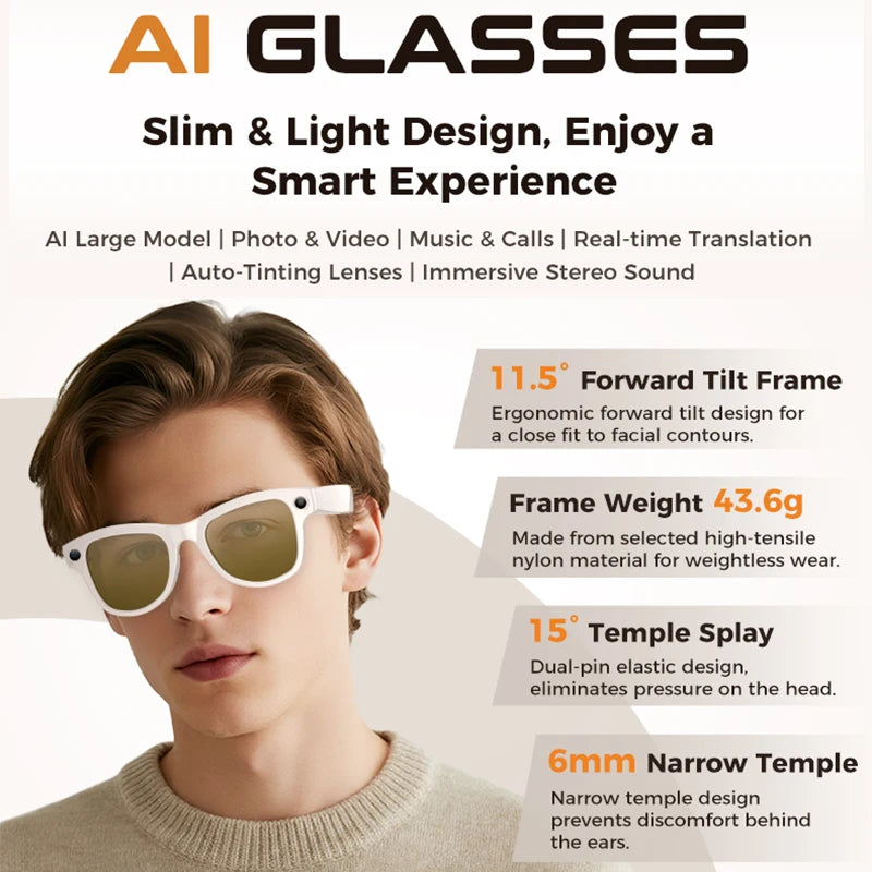 New 800W Camera AI Glasses Photo Video Recording