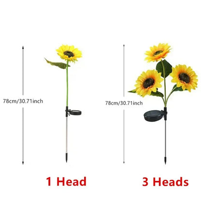 Solar Sunflower Lights 3 Heads 1 Head Garden Stake Outdoor