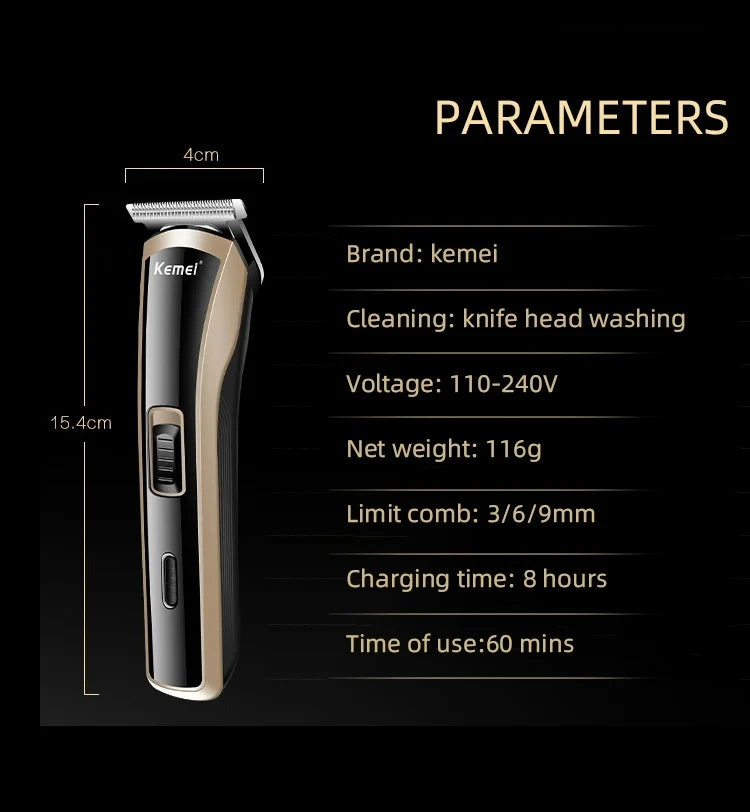 KM-418 Waterproof Hair Clipper Rechargeable Electric Trimmer