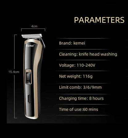 KM-418 Waterproof Hair Clipper Rechargeable Electric Trimmer
