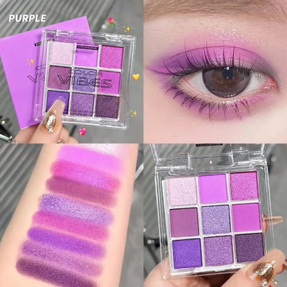 9 Colors Glitter Eyeshadow Palette Avocado Green Shimmer