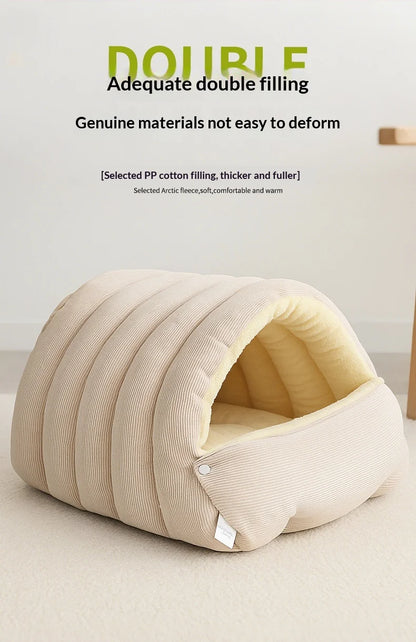 Heated Cat Bed Winter Warm Plush House