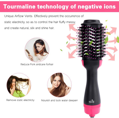 Women Hair Dryer Brush Hair Dryer Straightener Curler Massager
