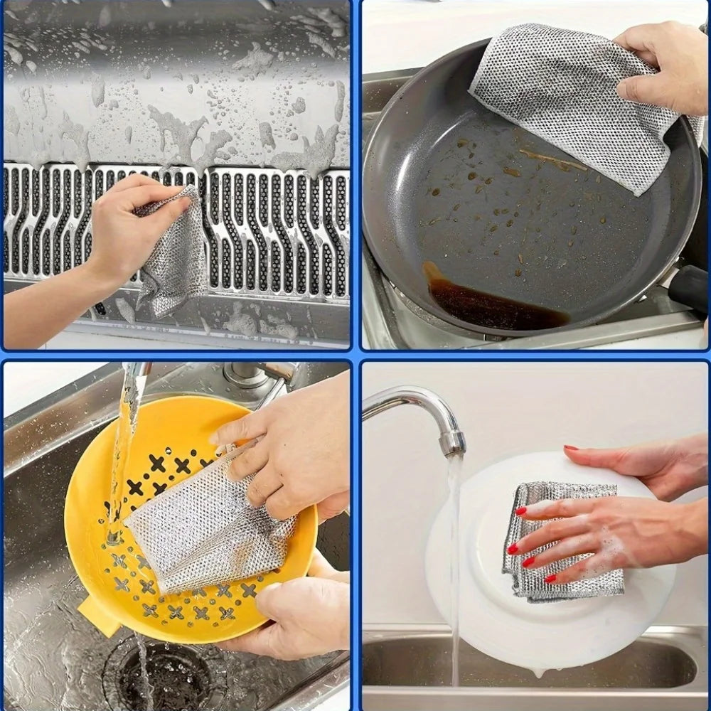 Steel Wire Dishcloths Home Kitchen Pot Pan Cleaning
