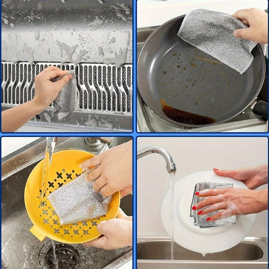 Steel Wire Dishcloths Home Kitchen Pot Pan Cleaning