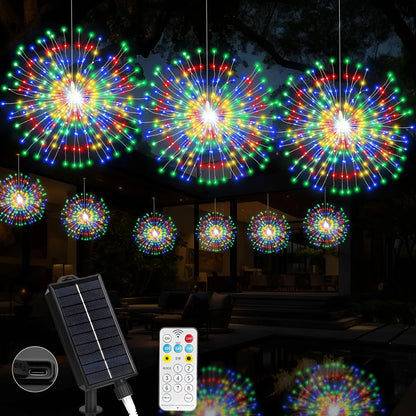 Solar Hanging Solar Outdoor Fireworks Light Solar 450 LED Starburst Ball