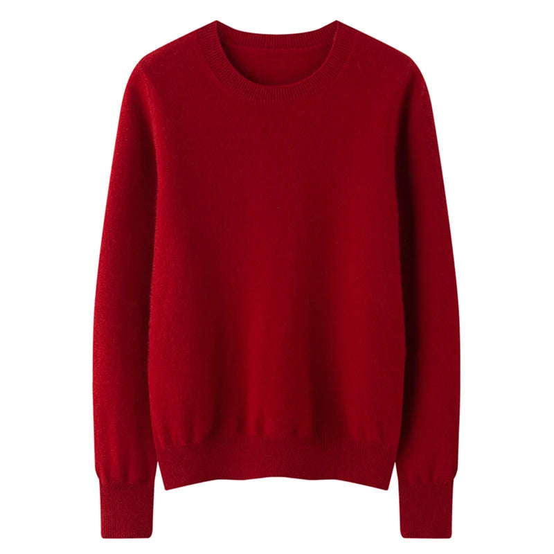 100% Pure Goat Cashmere Knitted Pullovers O-Neck