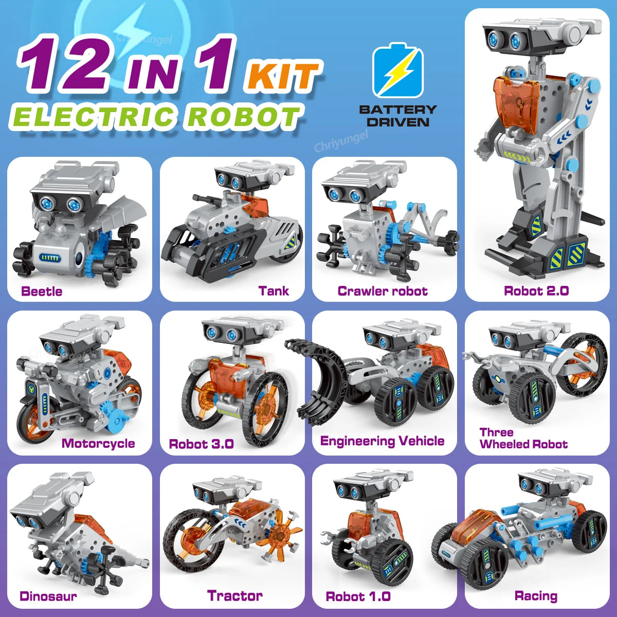 12-in-1 STEM Robot Building Kit Toys DIY Engineering Construction