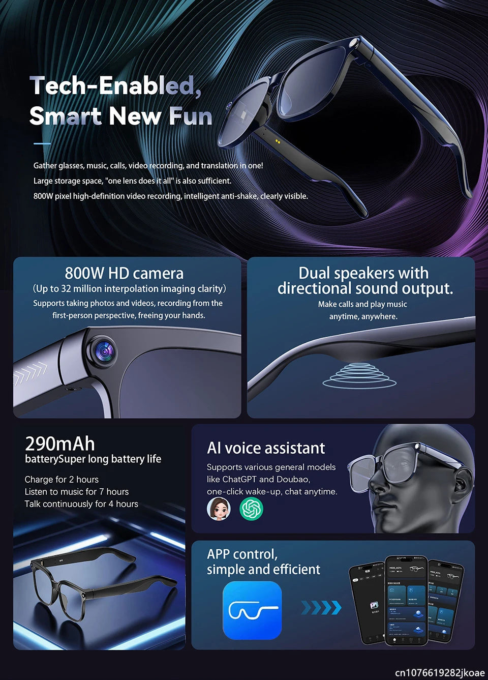 Smart Translation Glasses AI Smart Bluetooth Glasses