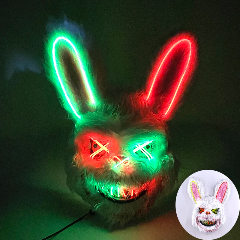 LED Bloody Rabbit Mask Glowing Killer Black Bear Mask Halloween