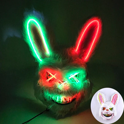 LED Bloody Rabbit Mask Glowing Killer Black Bear Mask Halloween