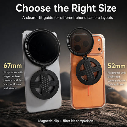 Magnetic ND Filter for Phone Adjustable Camera Lens Clip