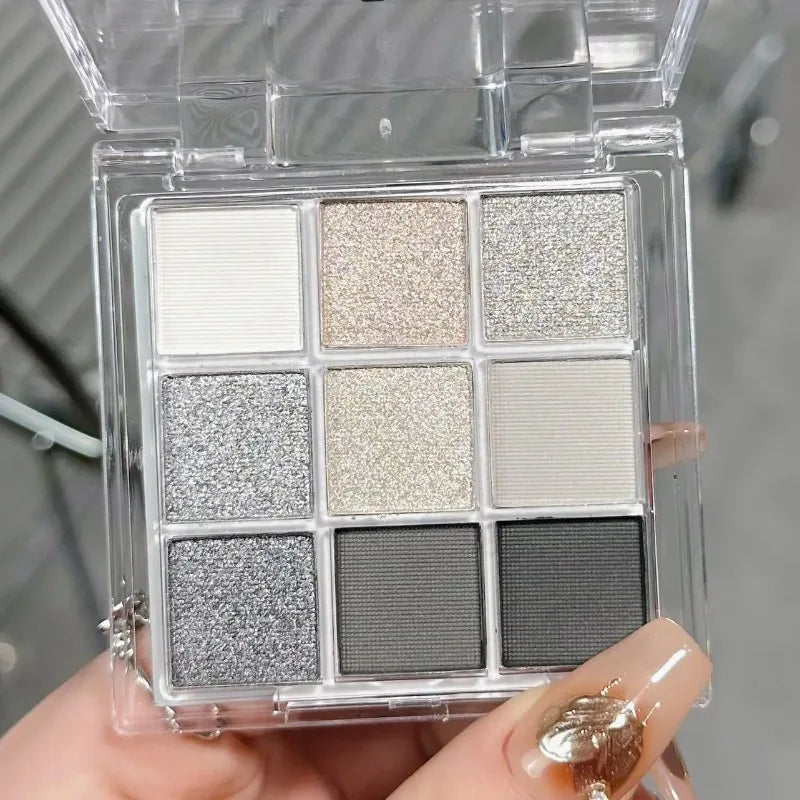 9 Colors Glitter Eyeshadow Palette Avocado Green Shimmer