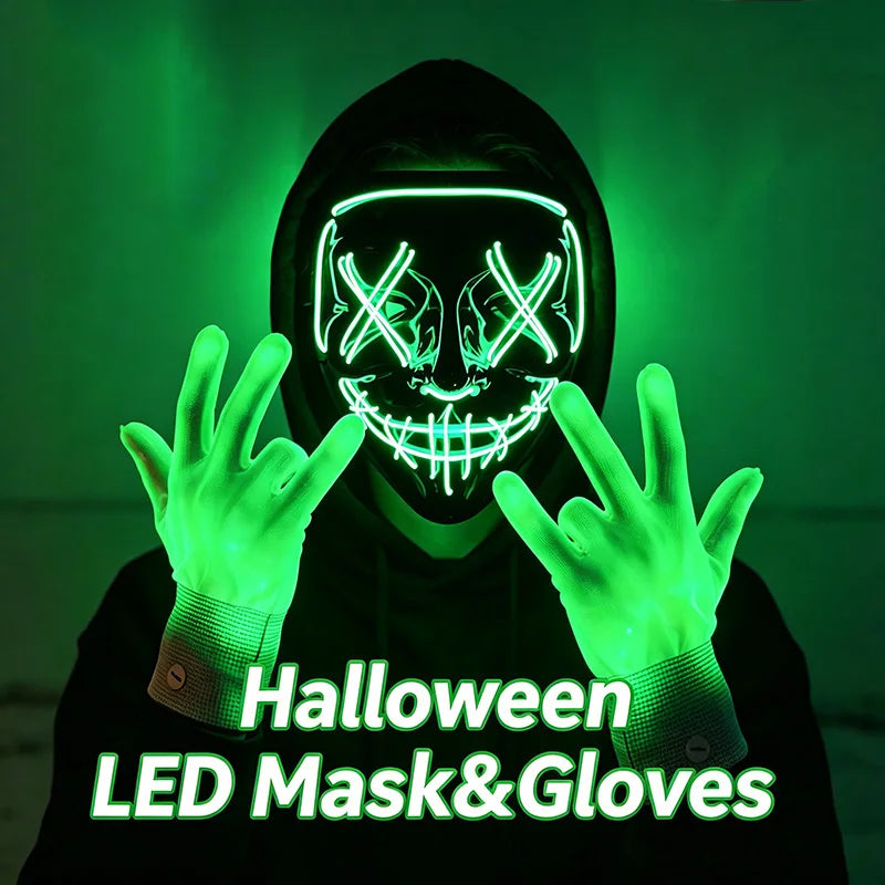 Wireless LED Neon Purge Mask & Fiber Optic Gloves