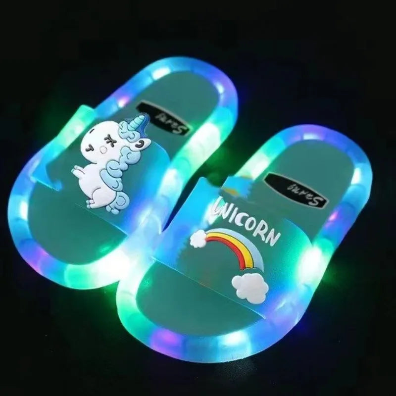 Luminous Children's Slippers Unicorn Crystal Shoes