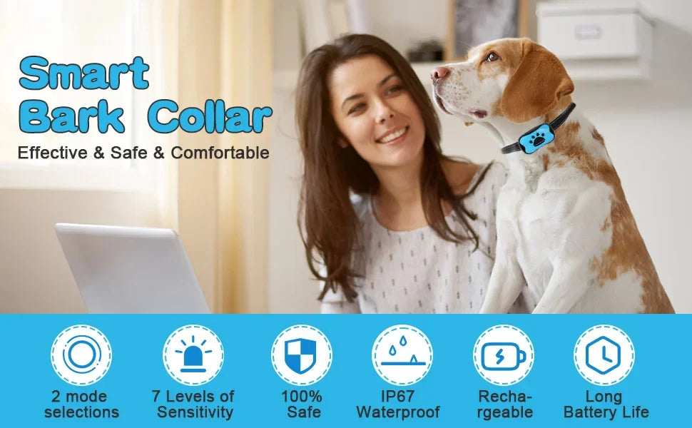 Pet Anti Barking Device USB Rechargeable Training Collar