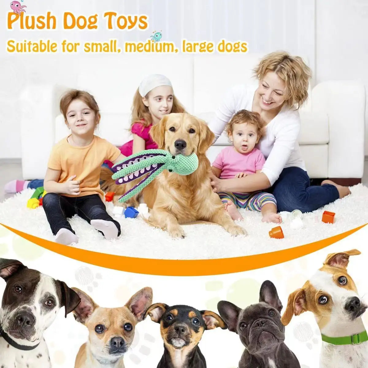 Dog pet plush octopus toy interactive sound anti-demolition