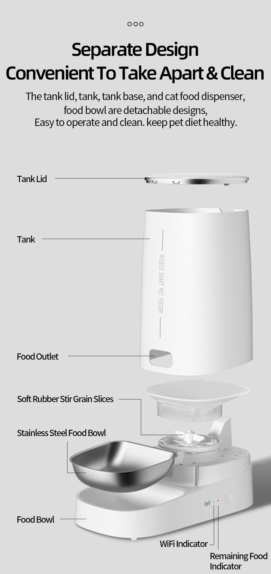 Automatic Cat Feeder Pet Smart WiFi Cat Food Kibble Dispenser