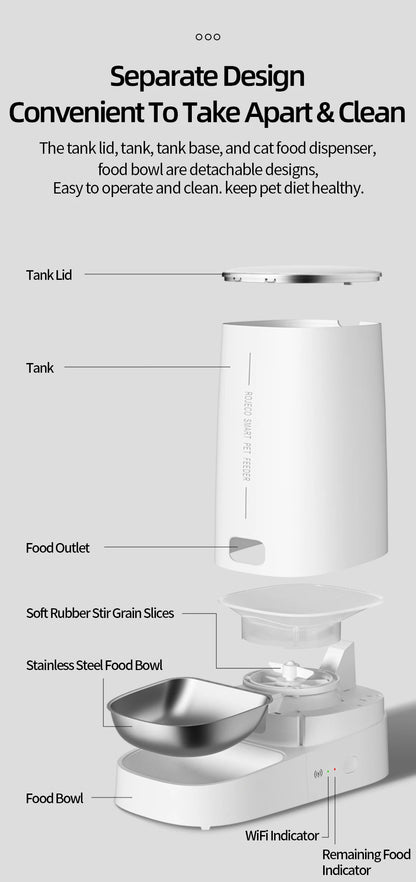 Automatic Cat Feeder Pet Smart WiFi Cat Food Kibble Dispenser