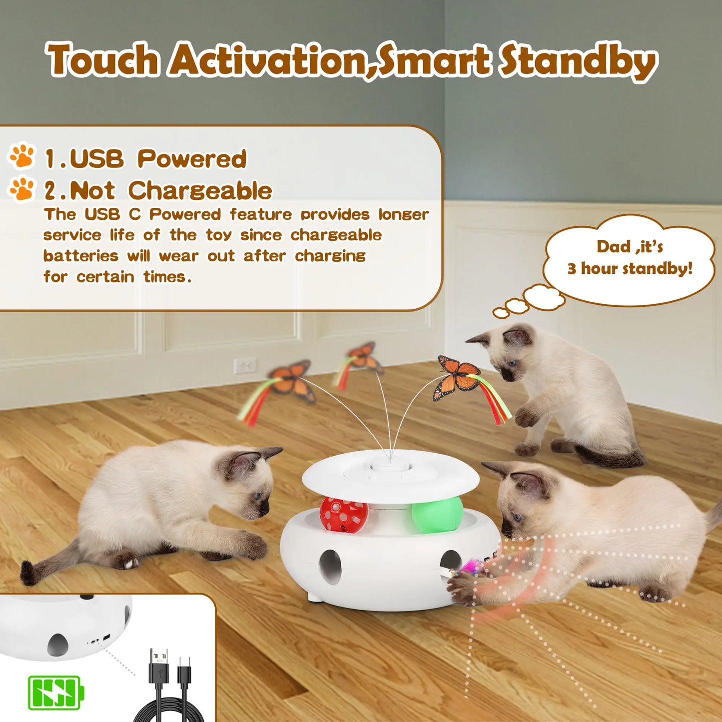 Interactive Cat Toy Automatic Toys 3-in-1 Electric Toy