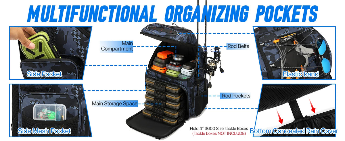 Fishing Backpack 45L Cooler Fishing Tackle Storage Bag