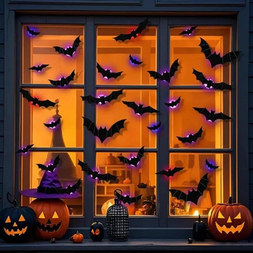 Halloween Bat/Spider Decor Night Light 3D Purple/Green Lights