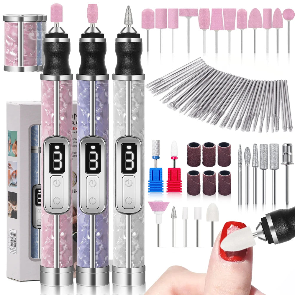 Cordless Electric Nail File Set 4 Adjustable Speeds