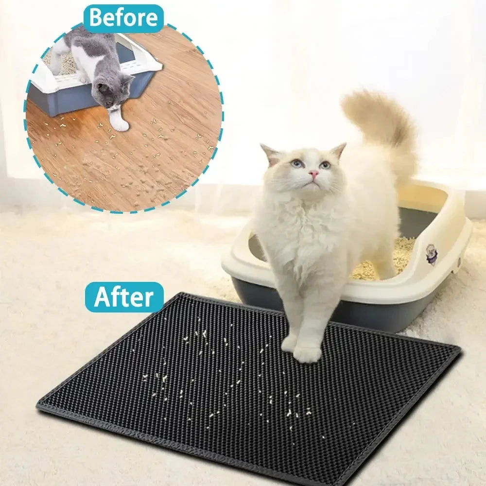 Cats Litter Mat Double Layer EVA Cat Litter Pad Large Hole