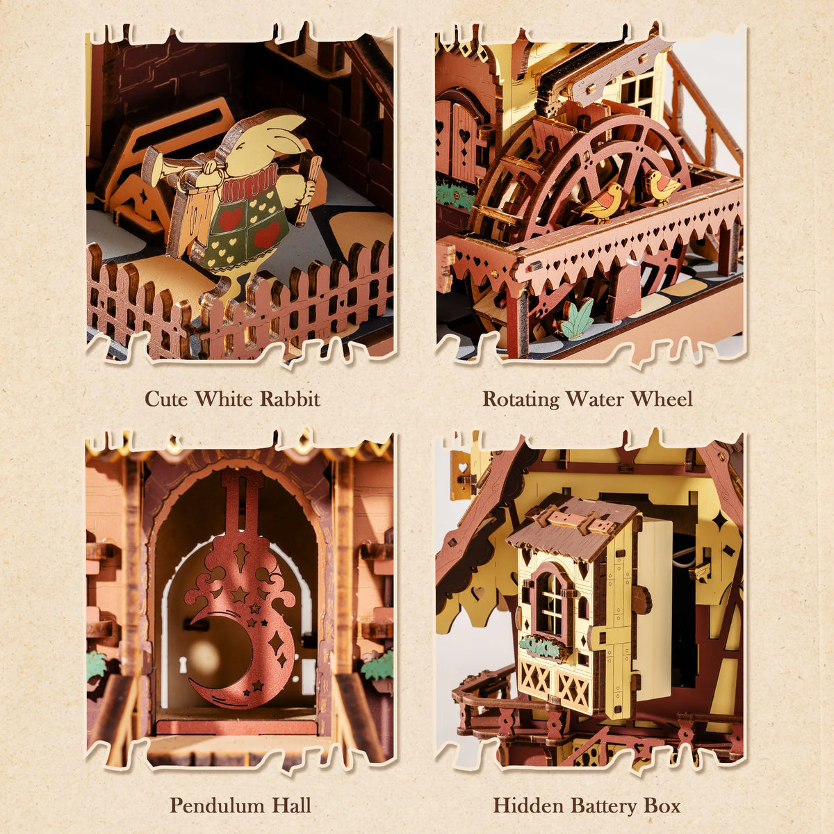 Wooden 3D Puzzle Cuckoo Clock Mechanical Model Building Kit