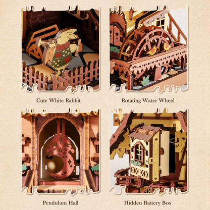 Wooden 3D Puzzle Cuckoo Clock Mechanical Model Building Kit