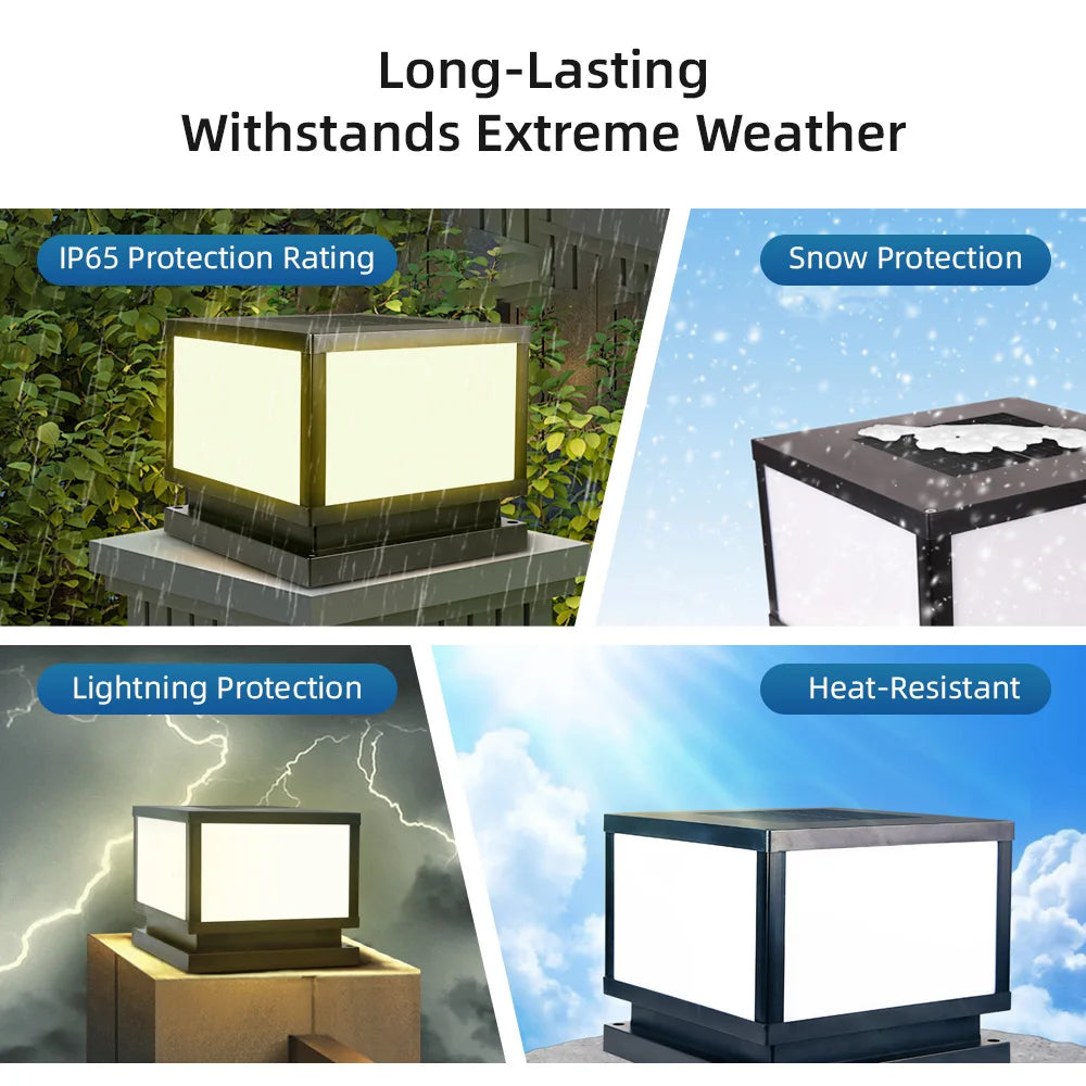 Outdoor Lighting Pillar Lights Remote Control Solar Chapiter Lamp