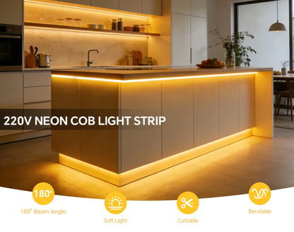 Super Bright 220V COB LED Strip Neon Lights 280LEDs