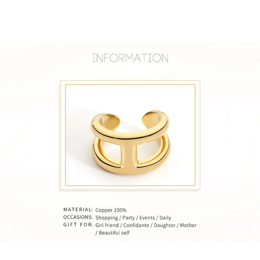 Trendy Minimalist High Polish Ring For Women IP 18K Plated