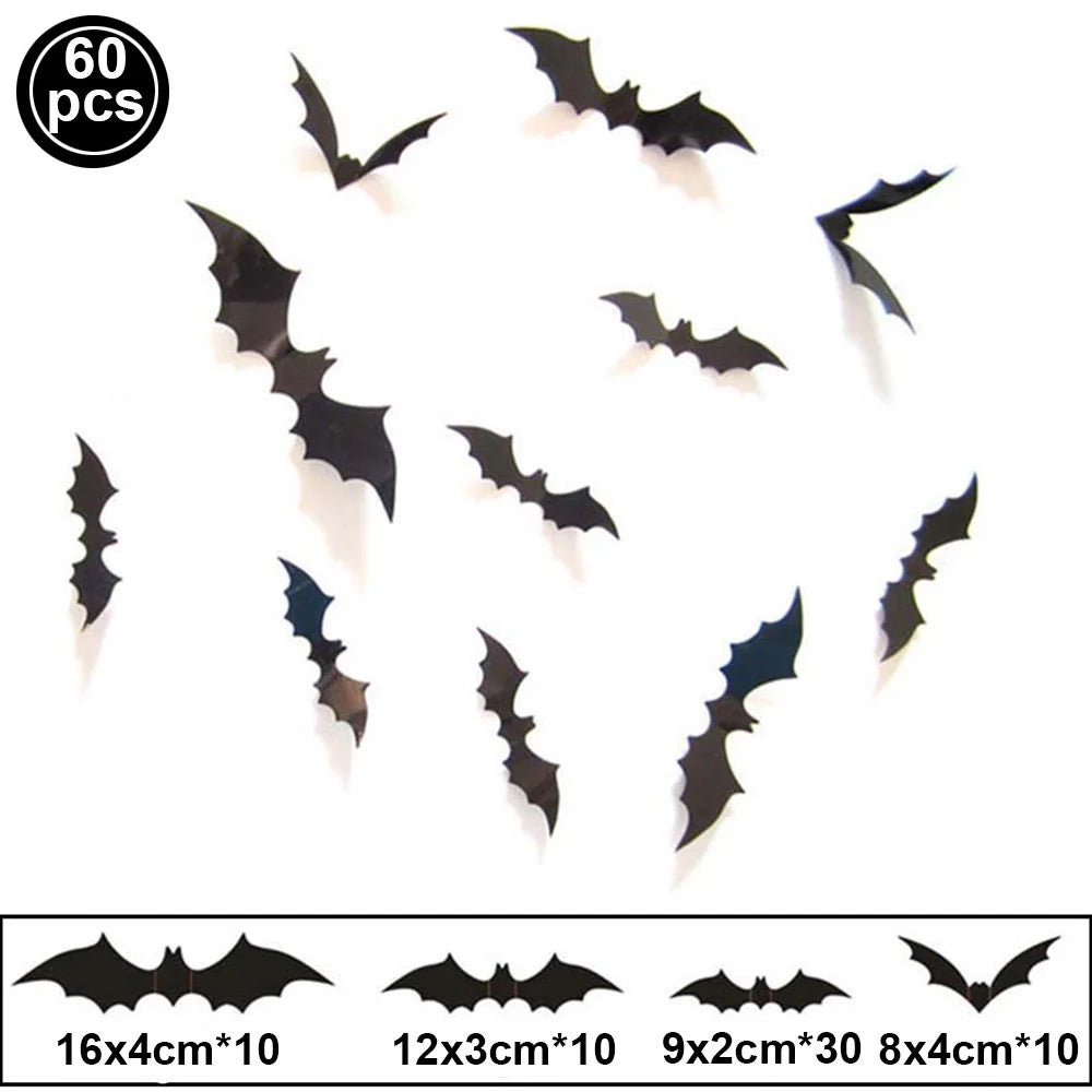 12pcs/Pack 3D Halloween Hanging Bats Wall Stickers