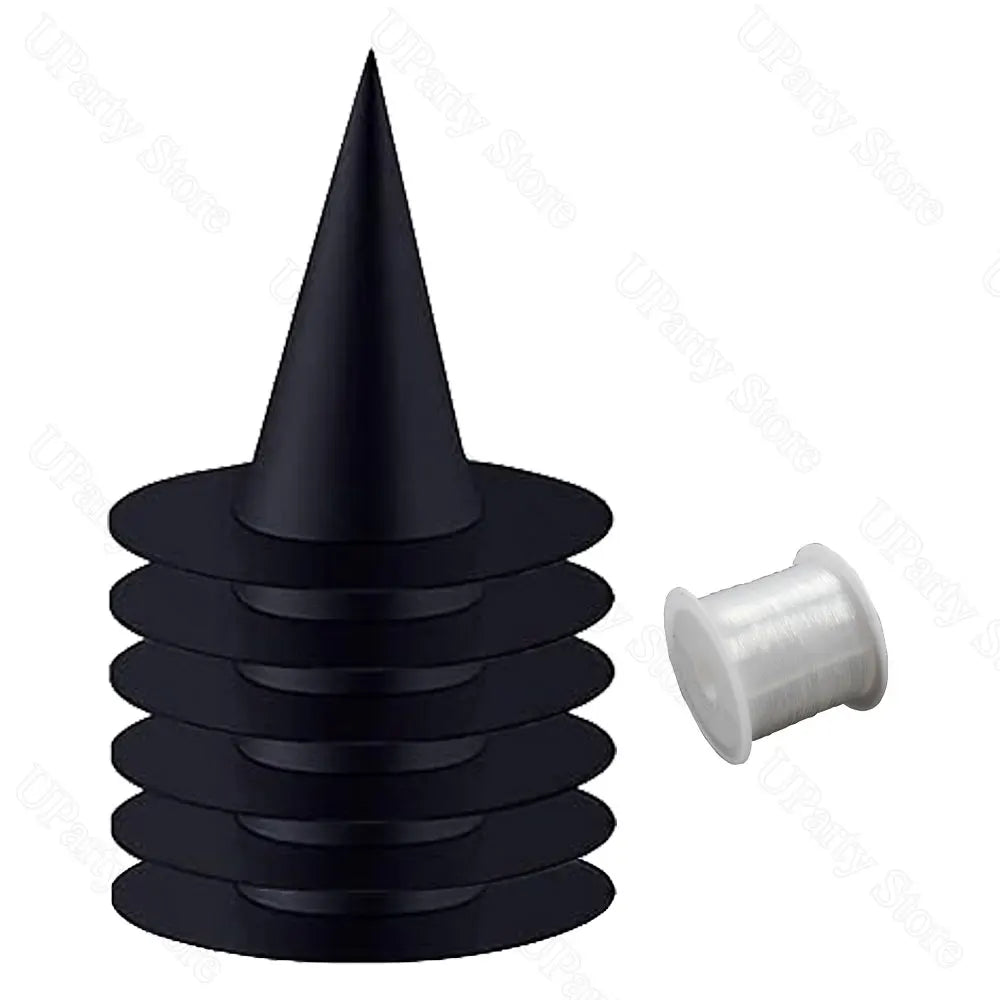 Halloween Black Witches Hats with Rope Hanging Wizard