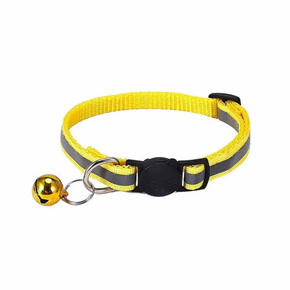 Cartoon Cat Head Reflective Pet Collar Colorful Bell